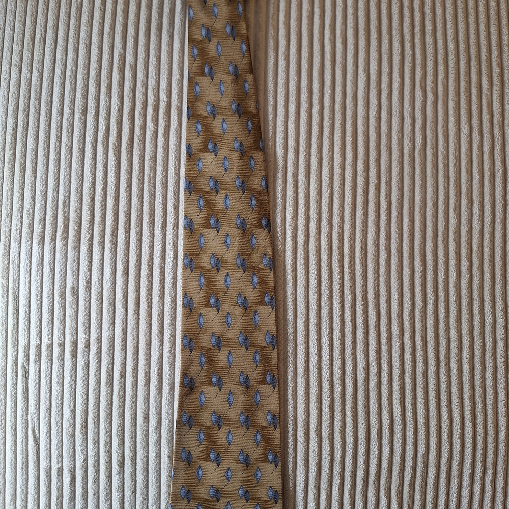 Stylish Tan and Blue Patterned Men's Tie
